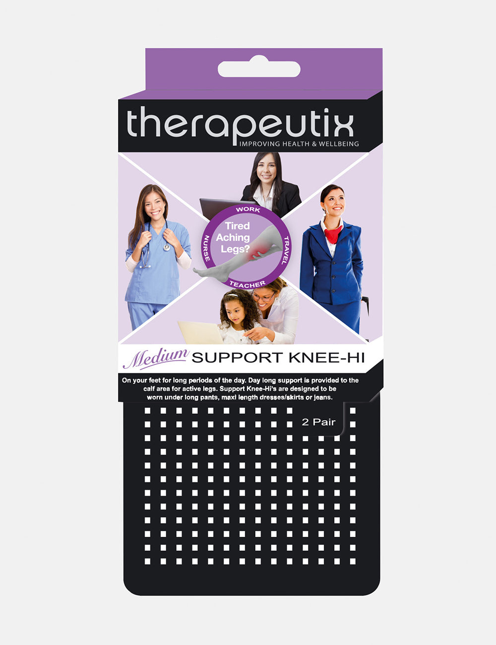 THERAPEUTIX MEDIUM SUPPORT 2PK KNEE-HIGH